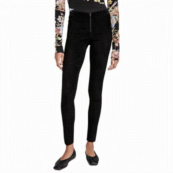 Alice + Olivia Pants - ALICE + OLIVIA Velvet Front Zip Leggings